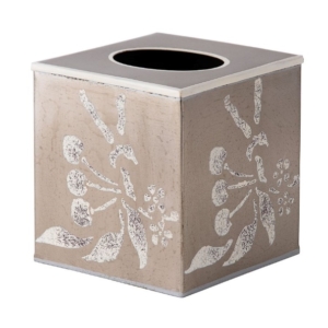 A tissue box with a design on it Description automatically generated